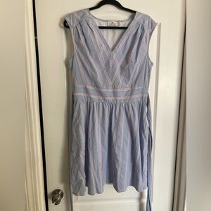 Vineyard Vines Nicholls Stripe Seersucker Tie-Waist Mini Dress Blue Size 12